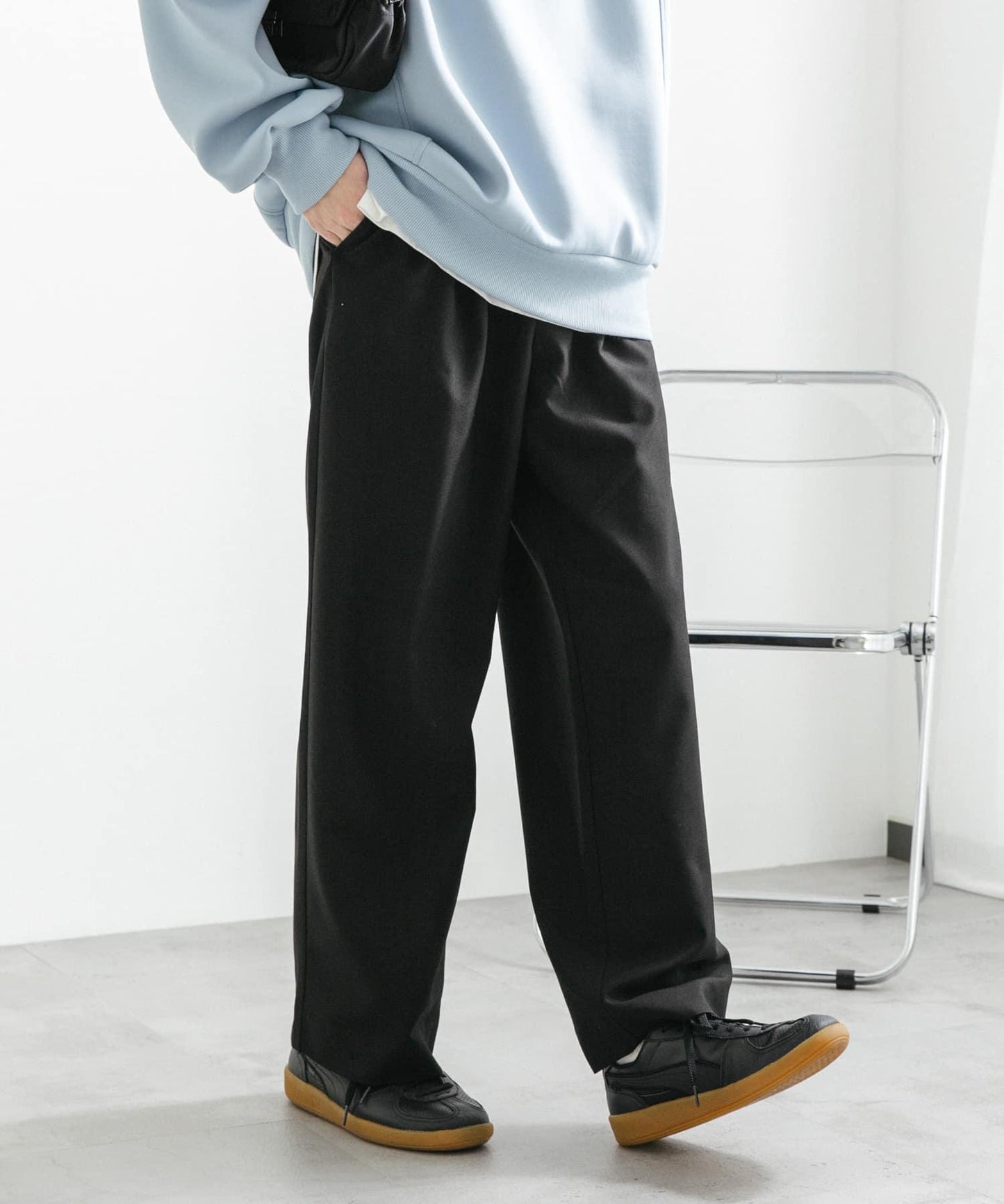 『イージーケア』雙褶寬鬆長褲