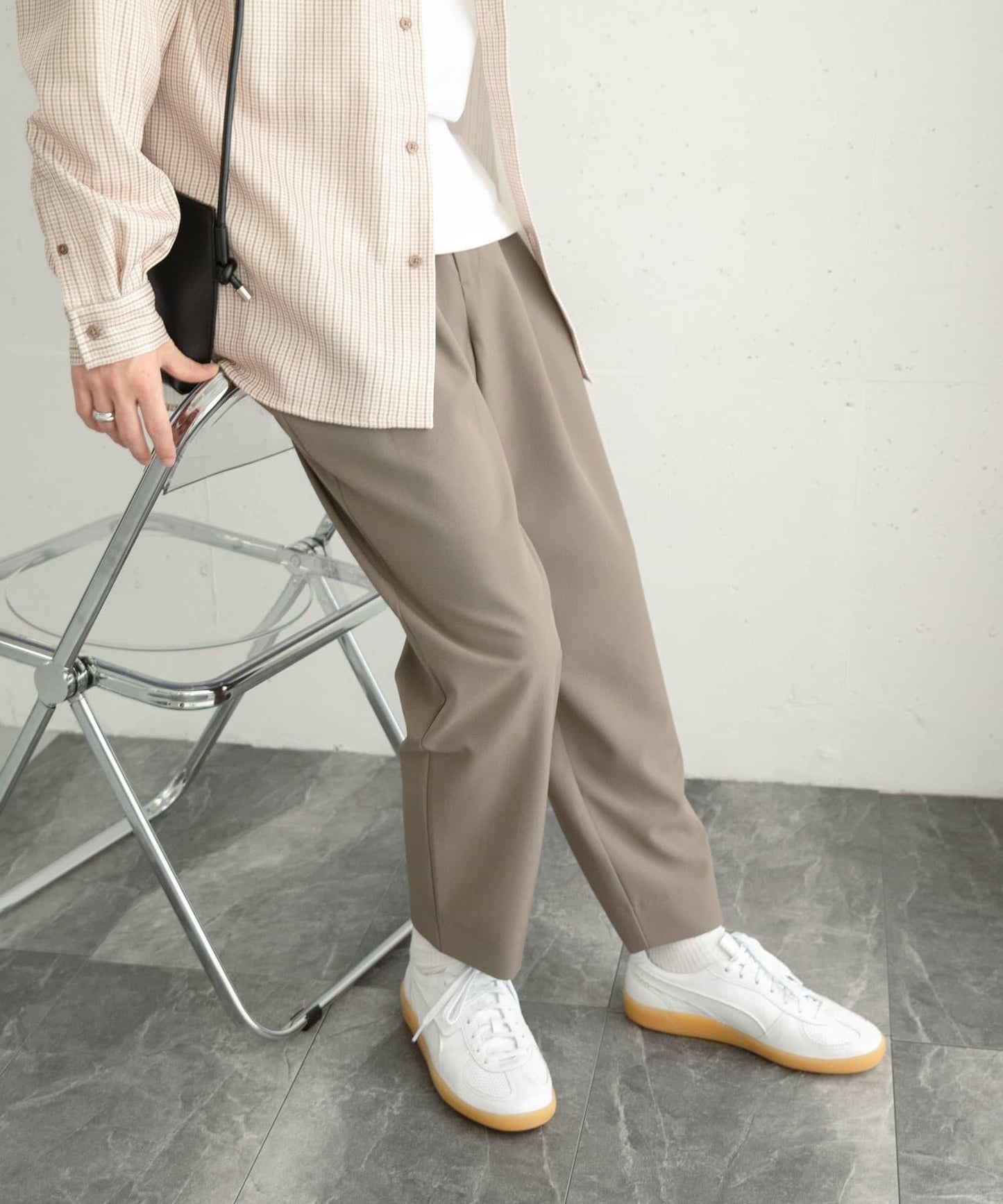 『イージーケア』雙褶錐形褲