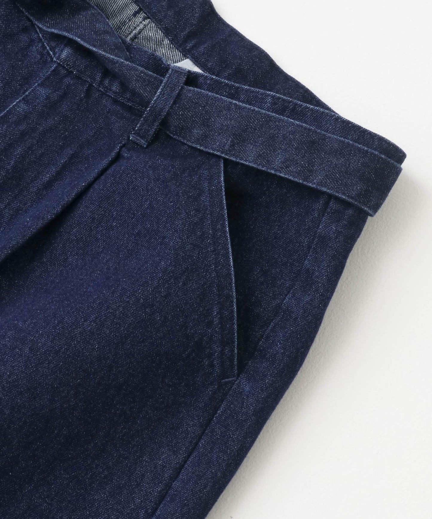 拼色系帶直筒褲