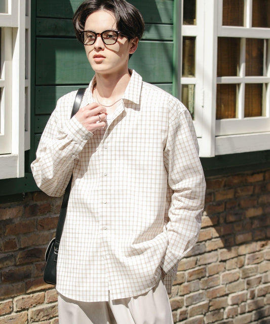 中性格紋寬鬆襯衫