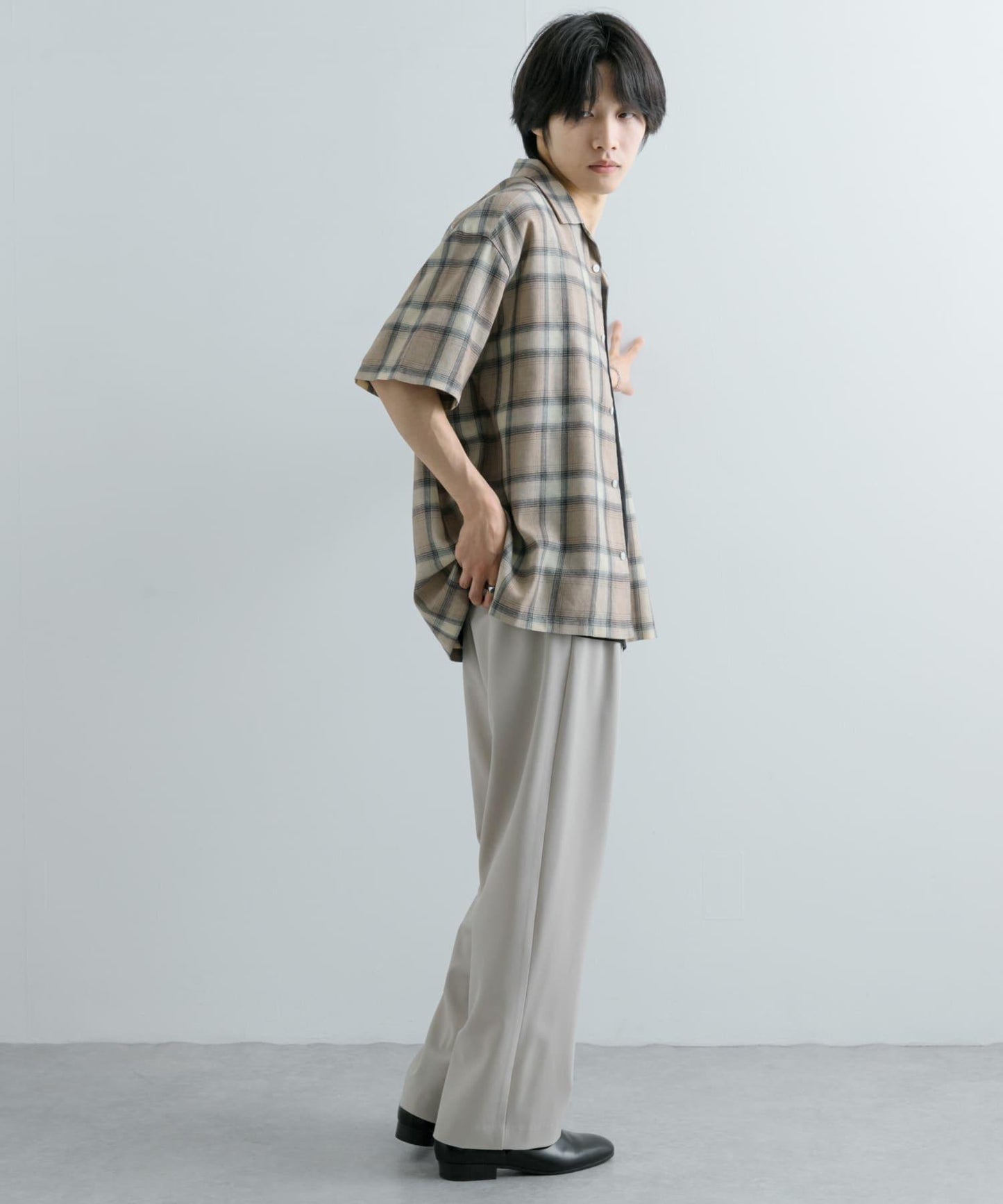 有S碼 男女同款漸變格紋開領襯衫