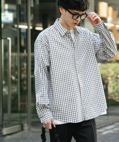 中性格紋寬鬆襯衫