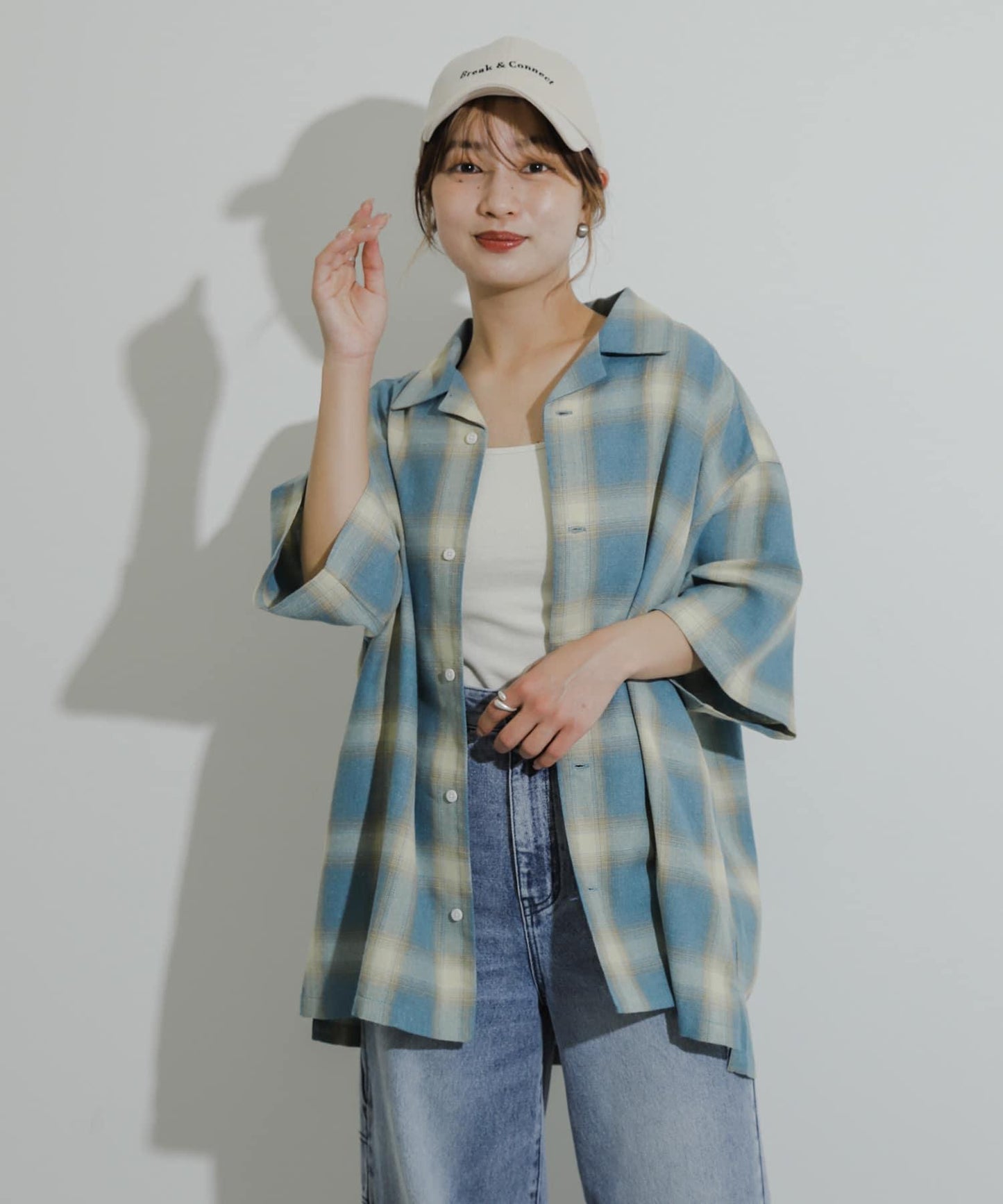 有S碼 男女同款漸變格紋開領襯衫