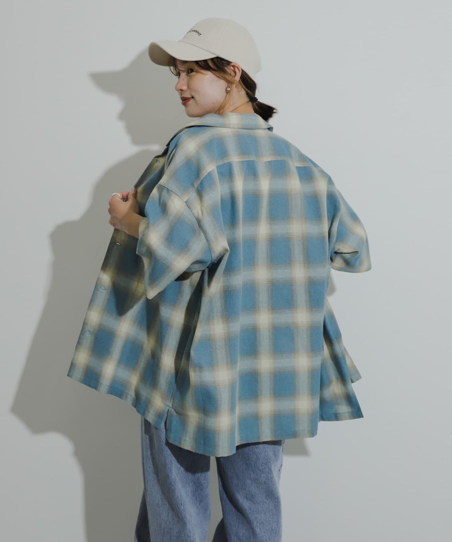 有S碼 男女同款漸變格紋開領襯衫