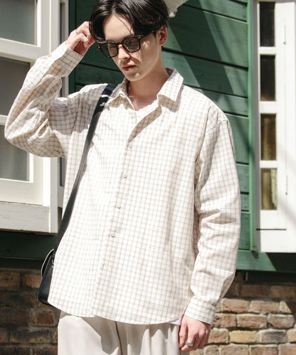 中性格紋寬鬆襯衫
