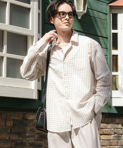 中性格紋寬鬆襯衫