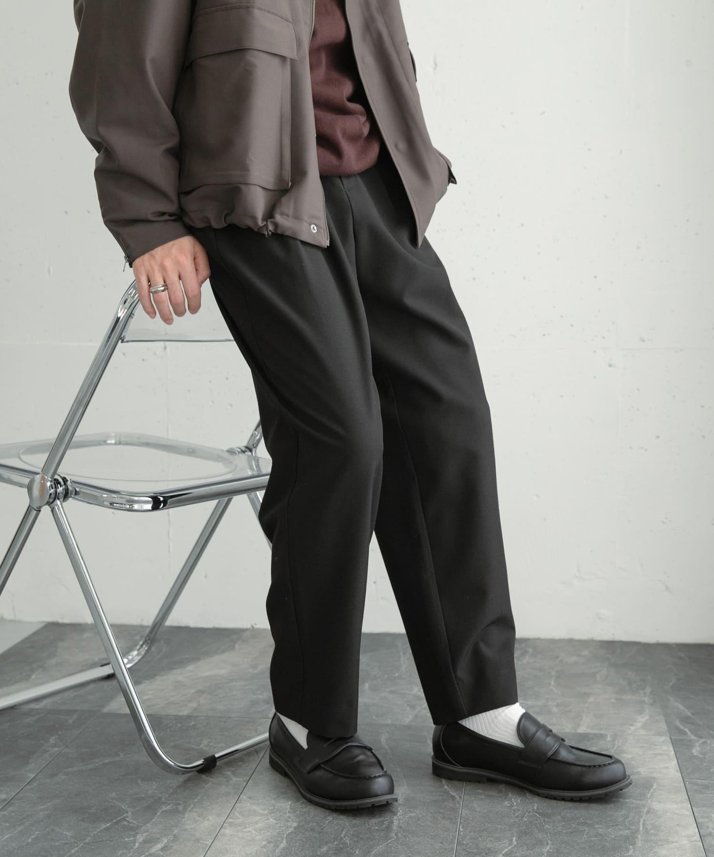 『イージーケア』雙褶錐形褲