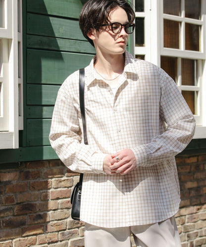 中性格紋寬鬆襯衫