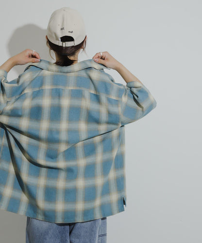 有S碼 男女同款漸變格紋開領襯衫