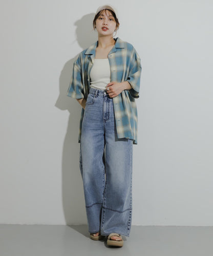 有S碼 男女同款漸變格紋開領襯衫