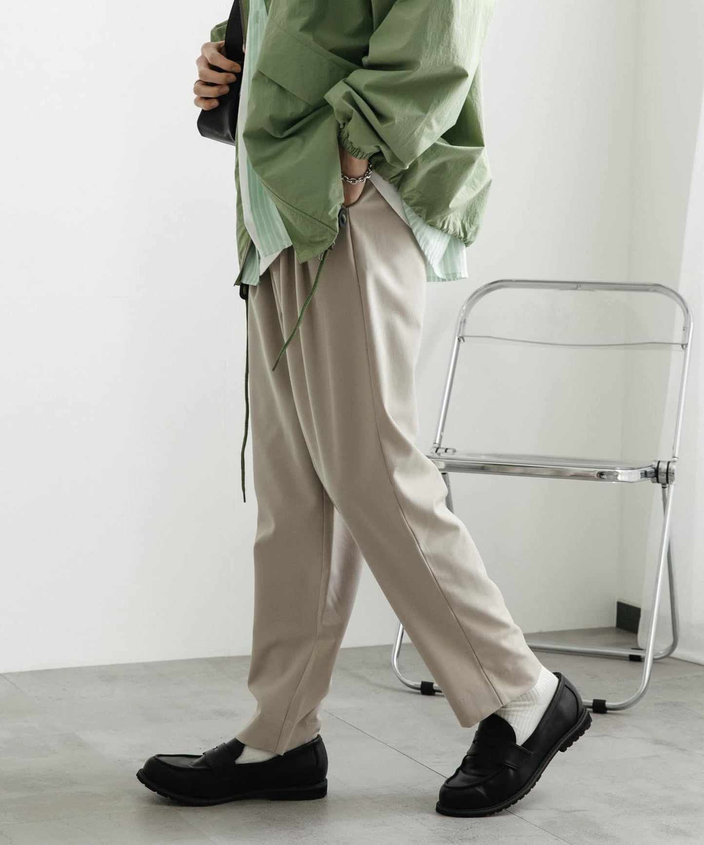 『イージーケア』雙褶錐形褲