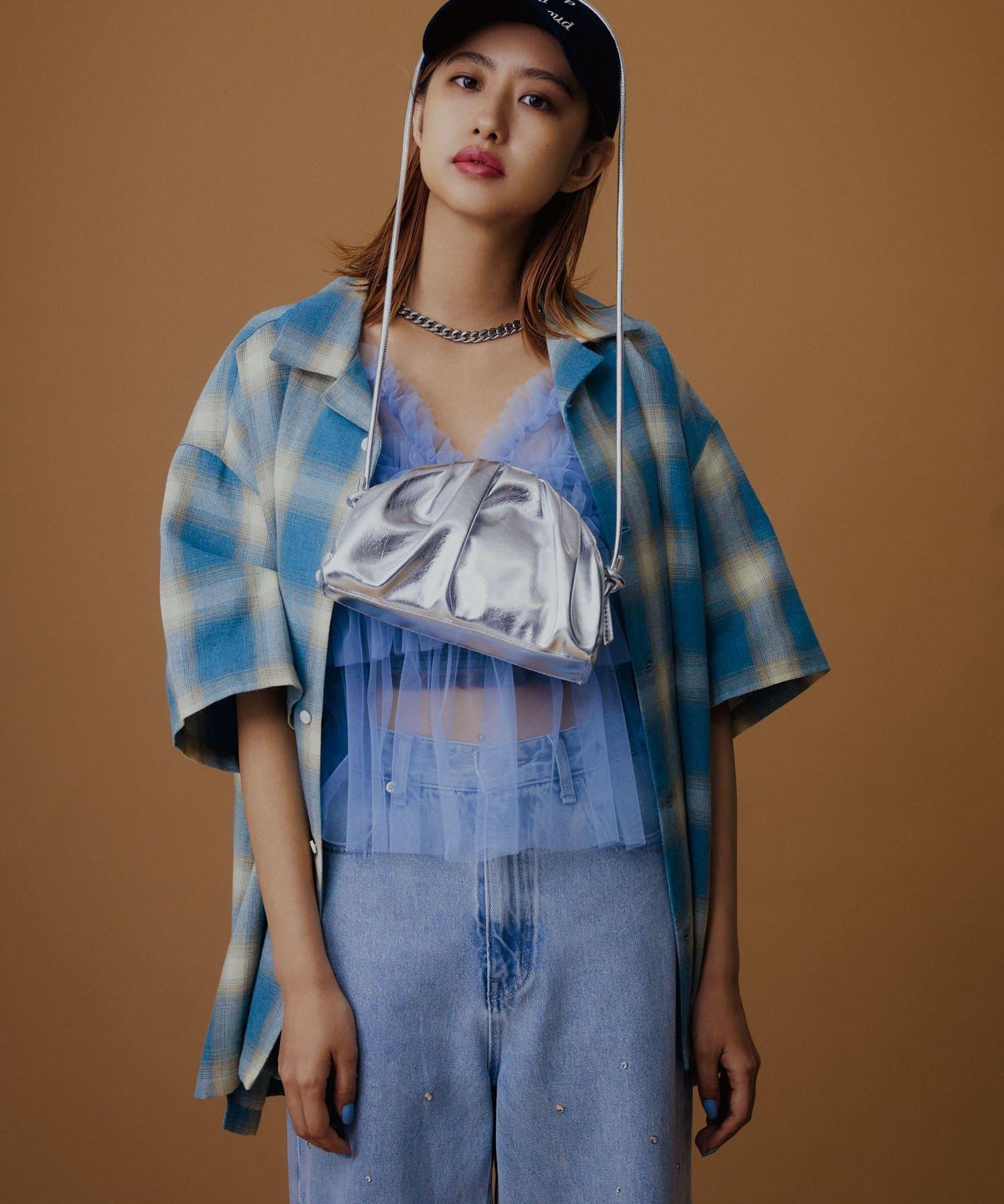 有S碼 男女同款漸變格紋開領襯衫