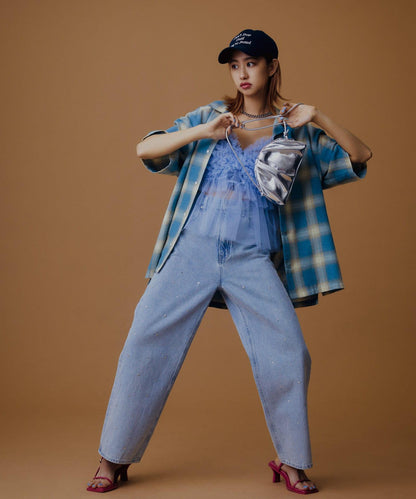 有S碼 男女同款漸變格紋開領襯衫