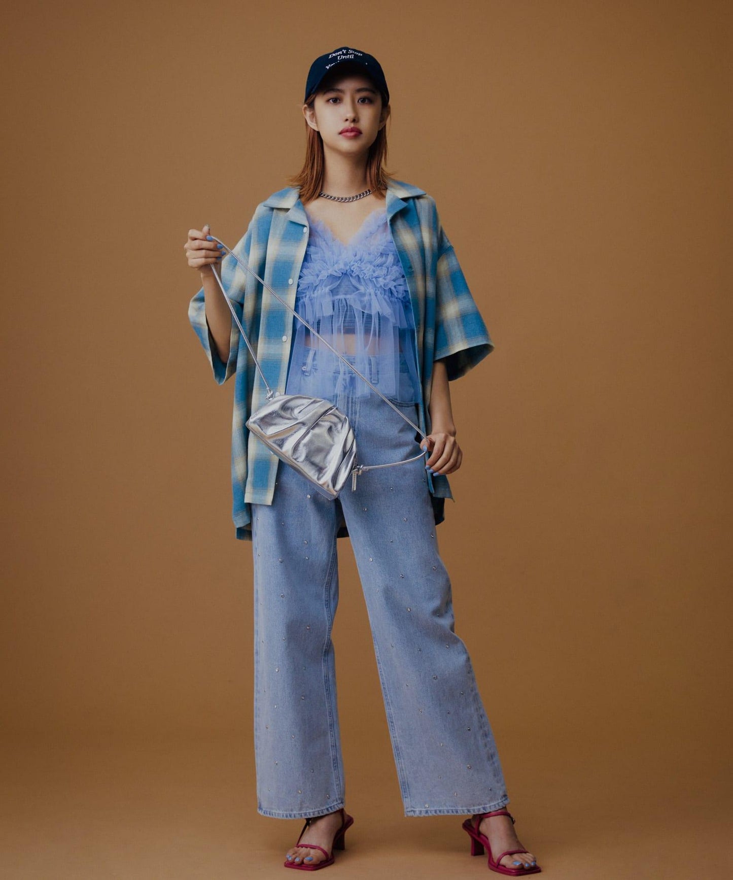 有S碼 男女同款漸變格紋開領襯衫