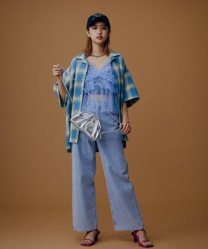 有S碼 男女同款漸變格紋開領襯衫