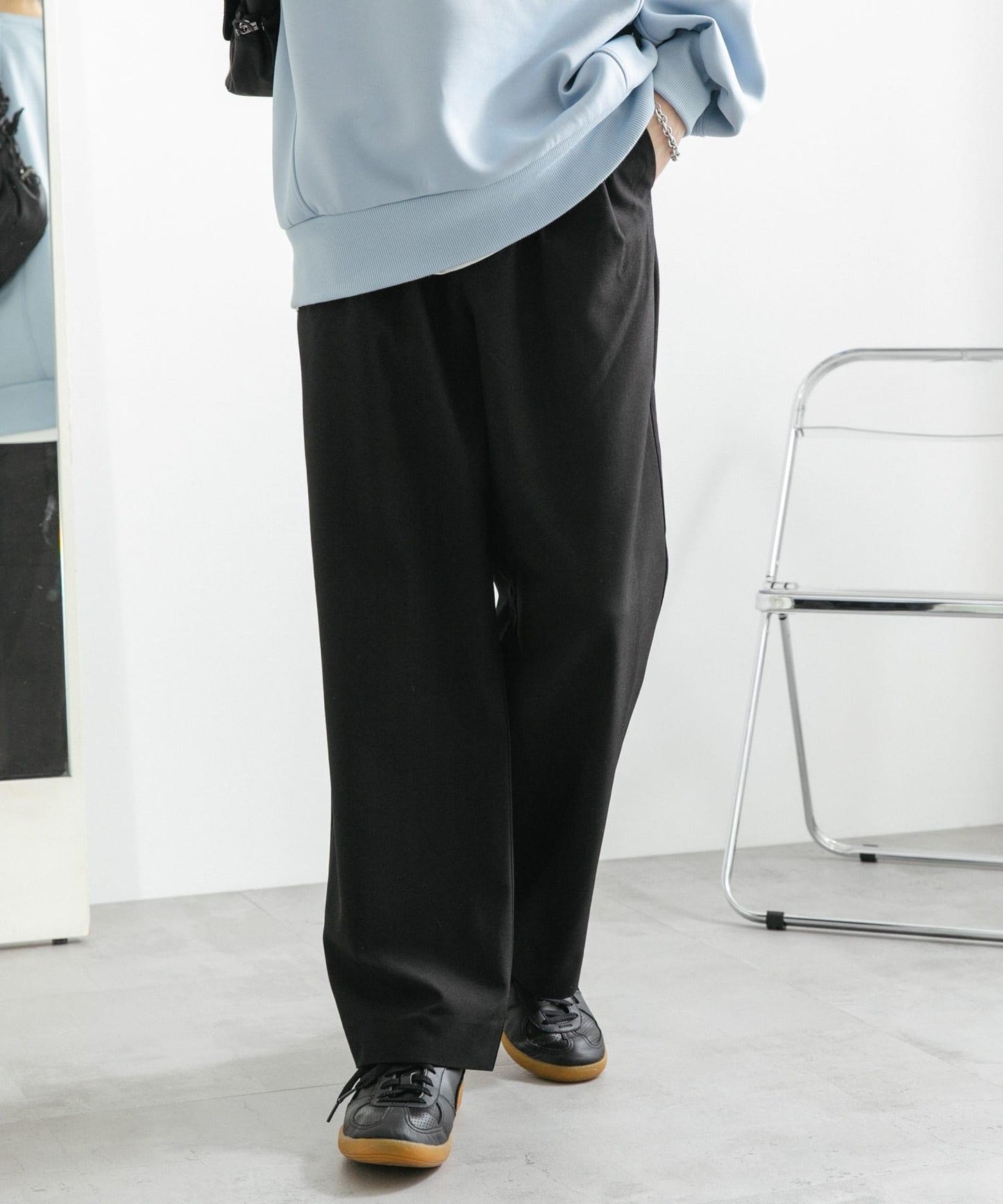 『イージーケア』雙褶寬鬆長褲