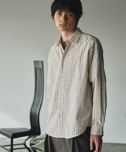 中性格紋寬鬆襯衫
