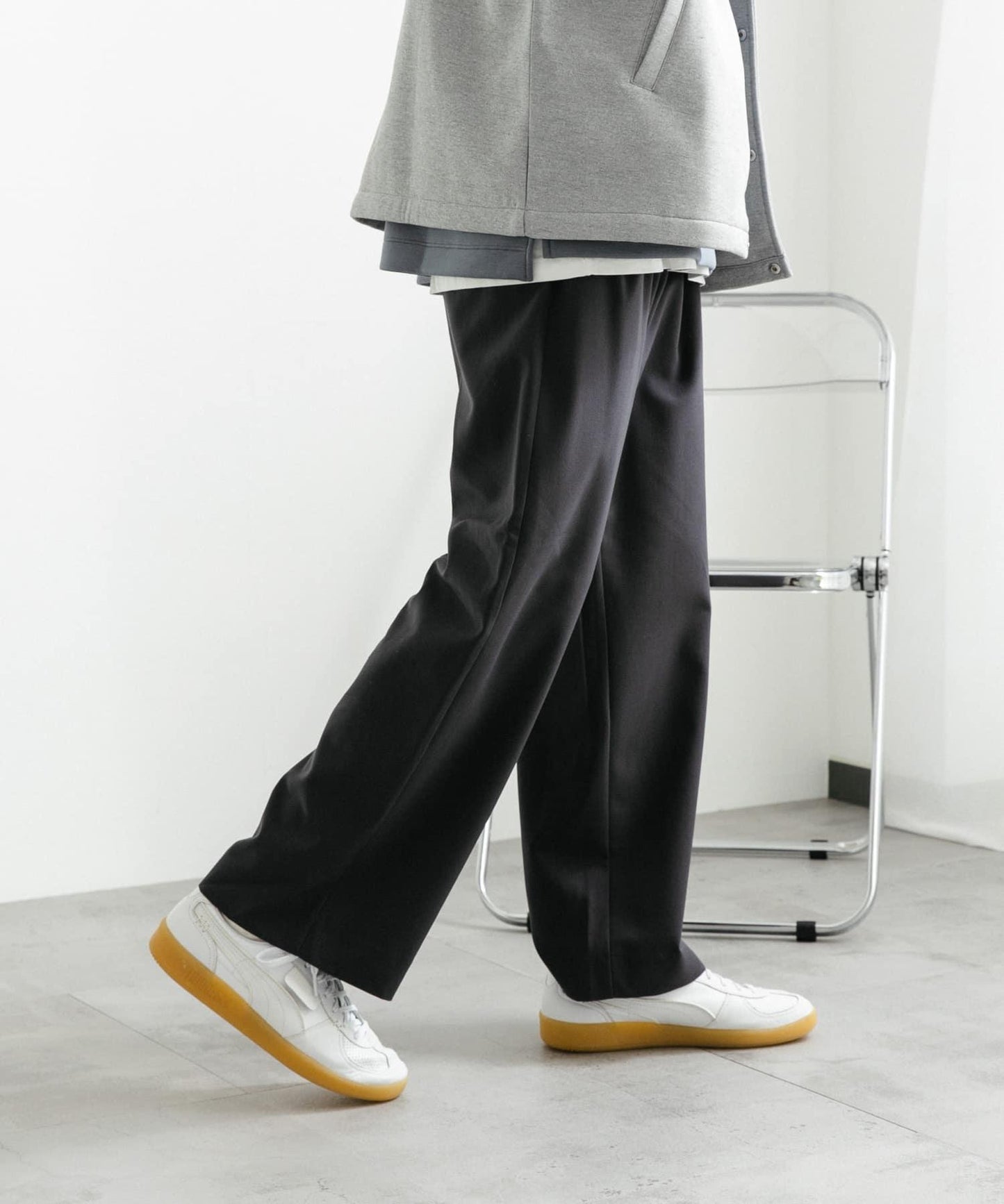 『イージーケア』雙褶寬鬆長褲