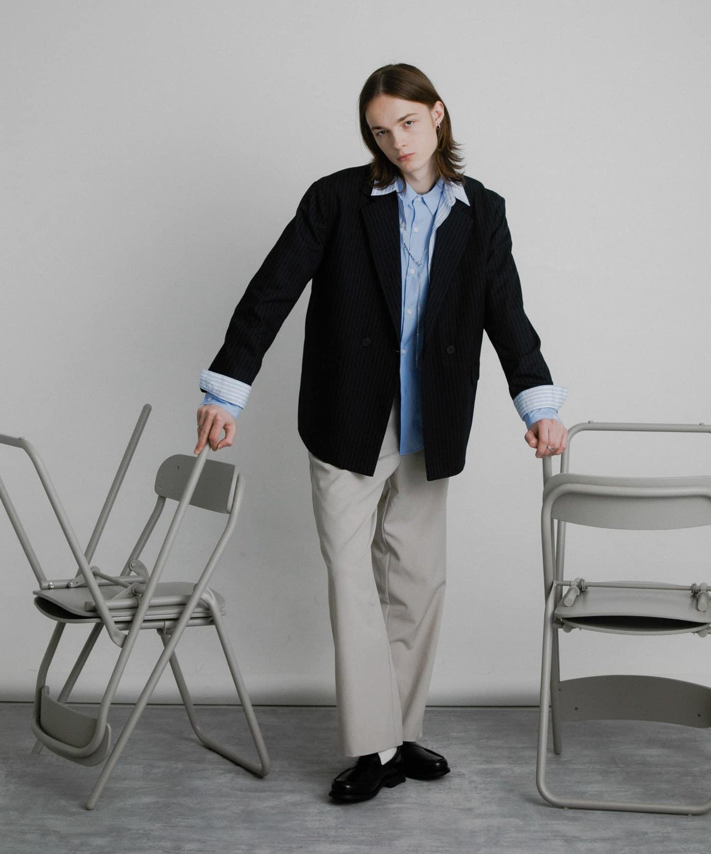 『イージーケア』雙褶寬鬆長褲