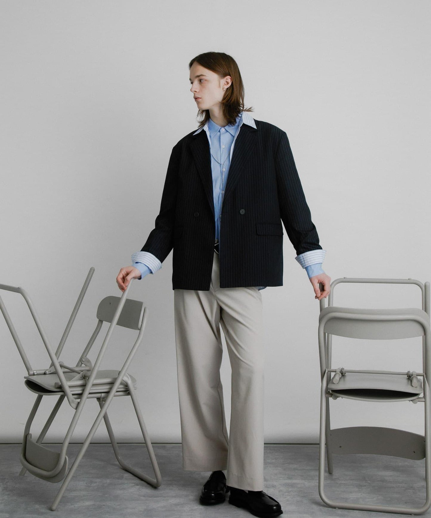 『イージーケア』雙褶寬鬆長褲