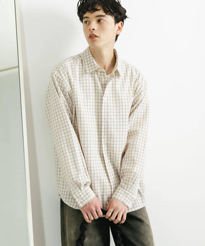 中性格紋寬鬆襯衫