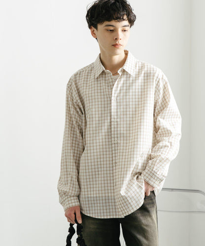 中性格紋寬鬆襯衫