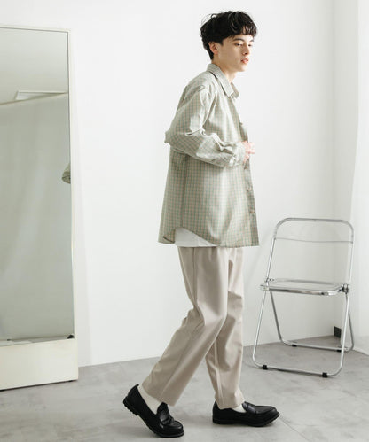 中性格紋寬鬆襯衫