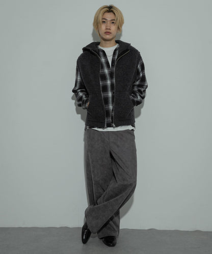 可水洗毛絨連帽背心