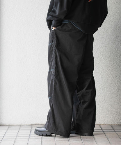 雙色拼接雙膝長褲