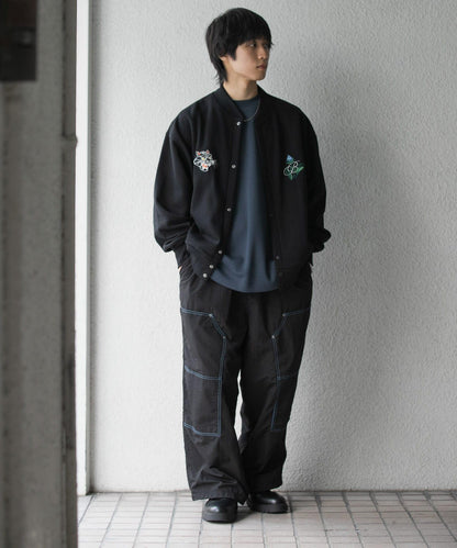 雙色拼接雙膝長褲