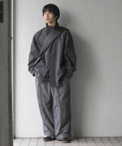 雙色拼接雙膝長褲