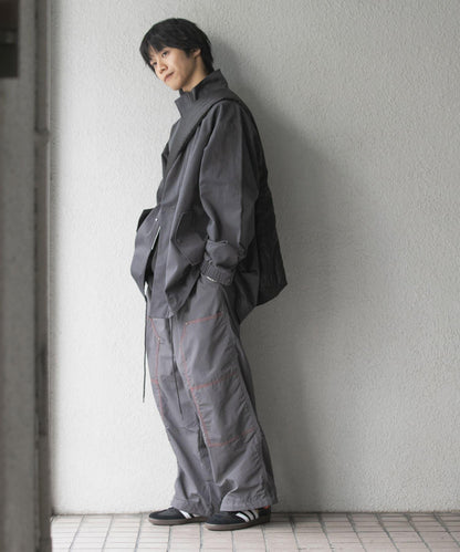 雙色拼接雙膝長褲