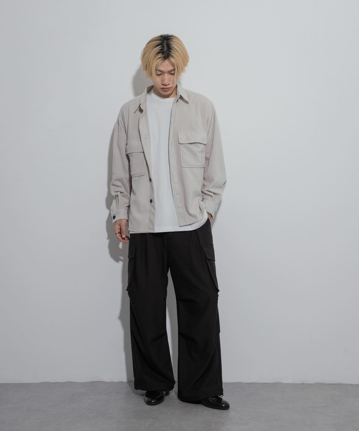 抓絨翻蓋寬鬆襯衫