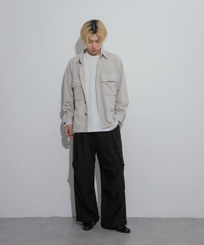 抓絨翻蓋寬鬆襯衫