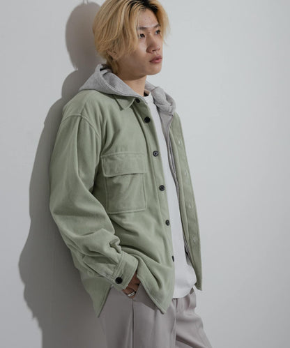 抓絨翻蓋寬鬆襯衫