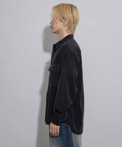 抓絨翻蓋寬鬆襯衫