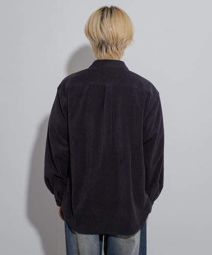 抓絨翻蓋寬鬆襯衫