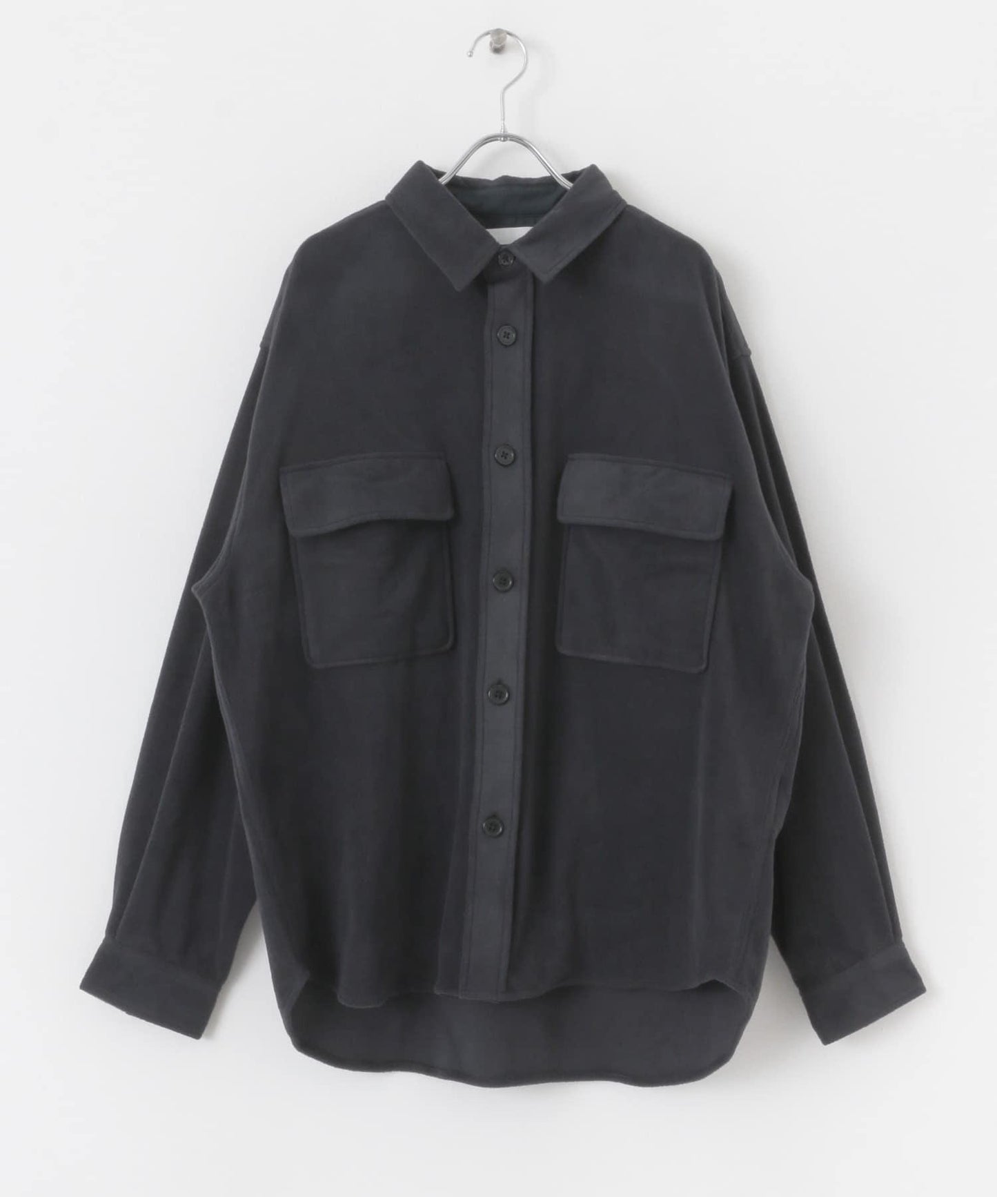 抓絨翻蓋寬鬆襯衫