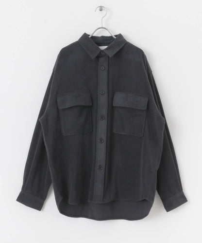 抓絨翻蓋寬鬆襯衫