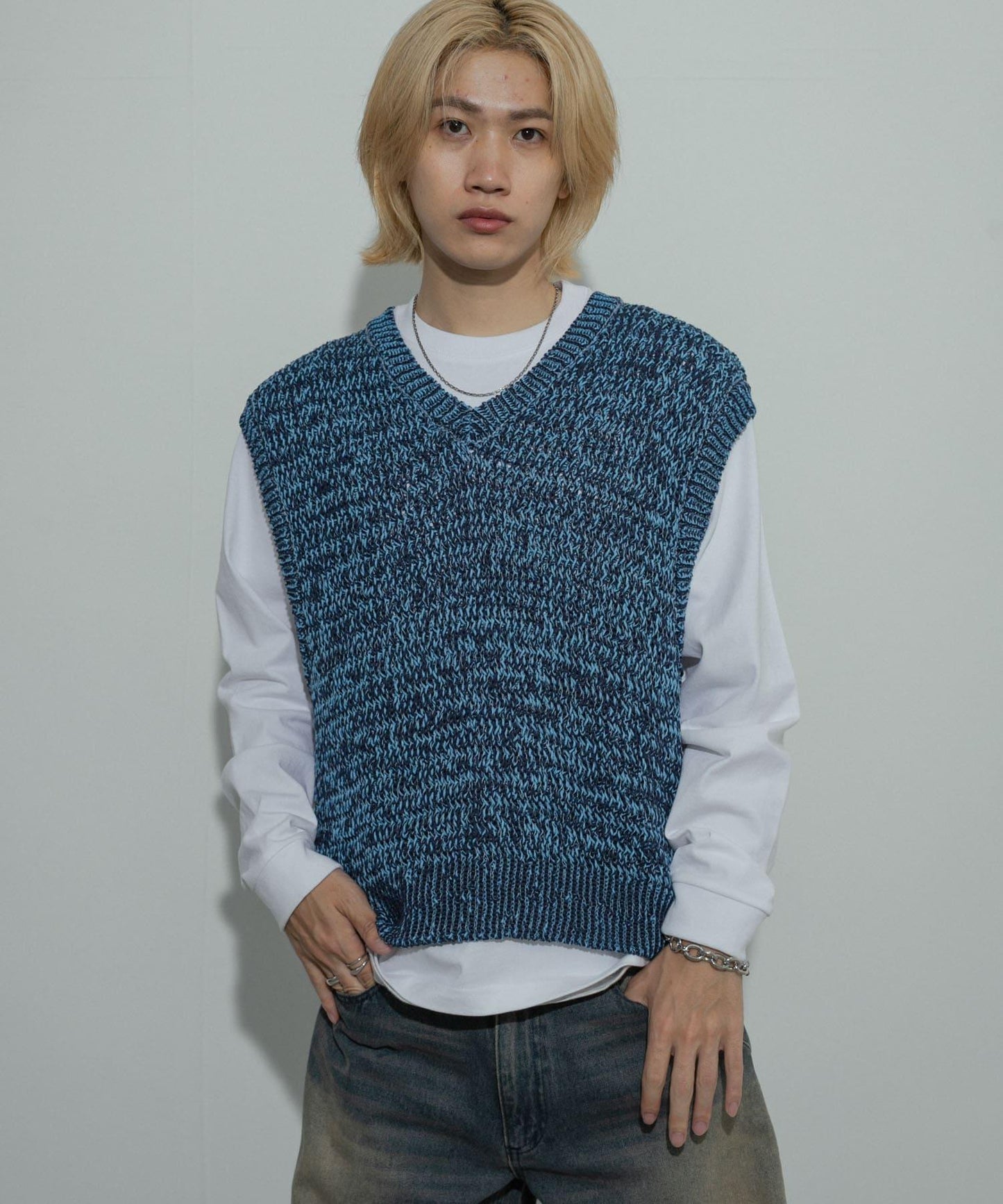 混紡紗線針織背心