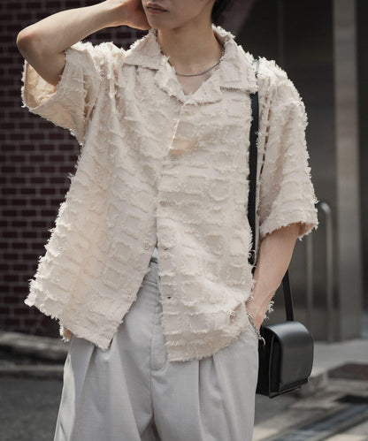 流蘇開領襯衫（五分袖）