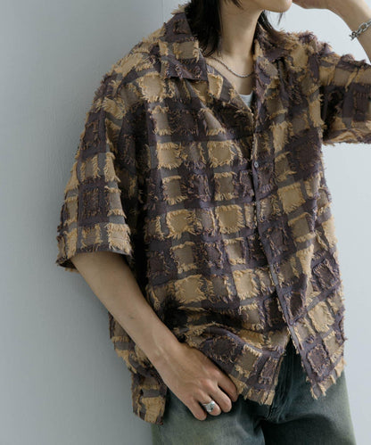 流蘇開領襯衫（五分袖）