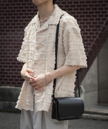 流蘇開領襯衫（五分袖）