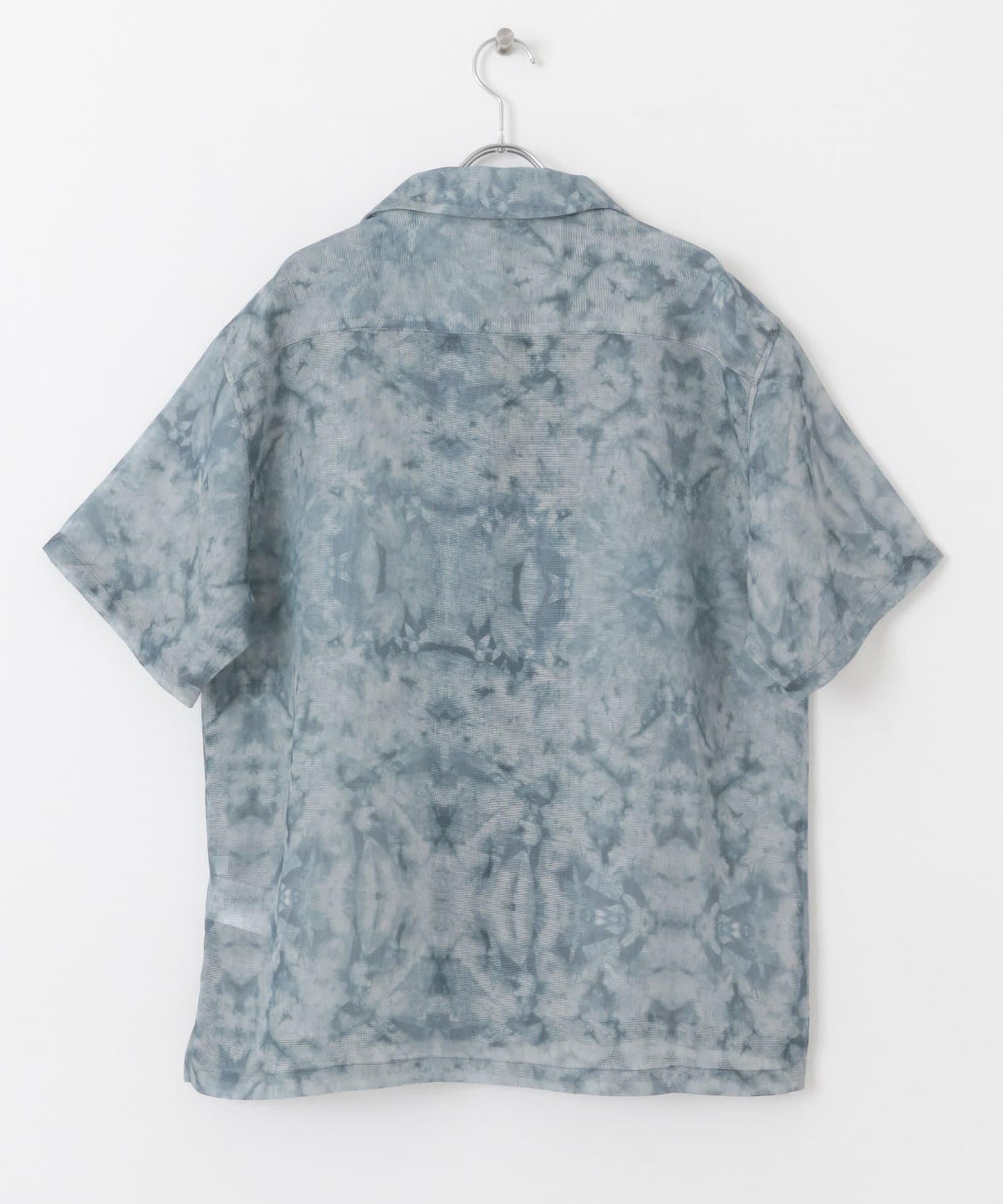 透視印花開領短袖襯衫