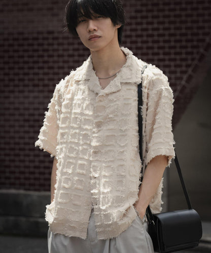 流蘇開領襯衫（五分袖）