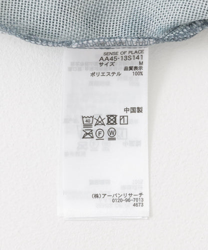 透視印花開領短袖襯衫