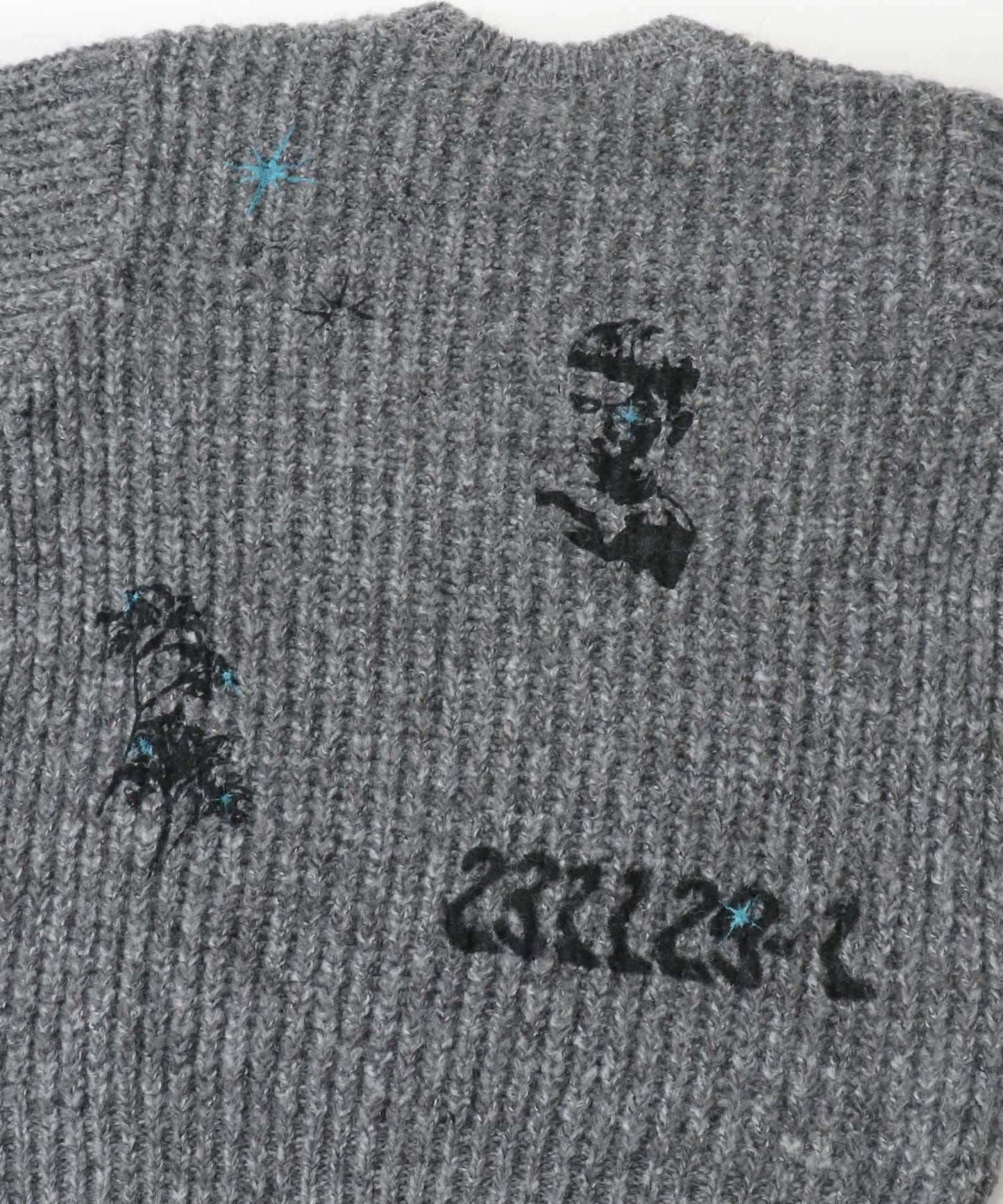 圖案印花寬鬆圓領針織衫