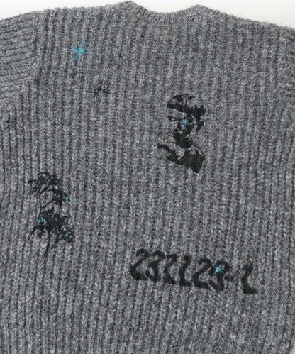 圖案印花寬鬆圓領針織衫