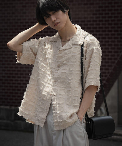 流蘇開領襯衫（五分袖）