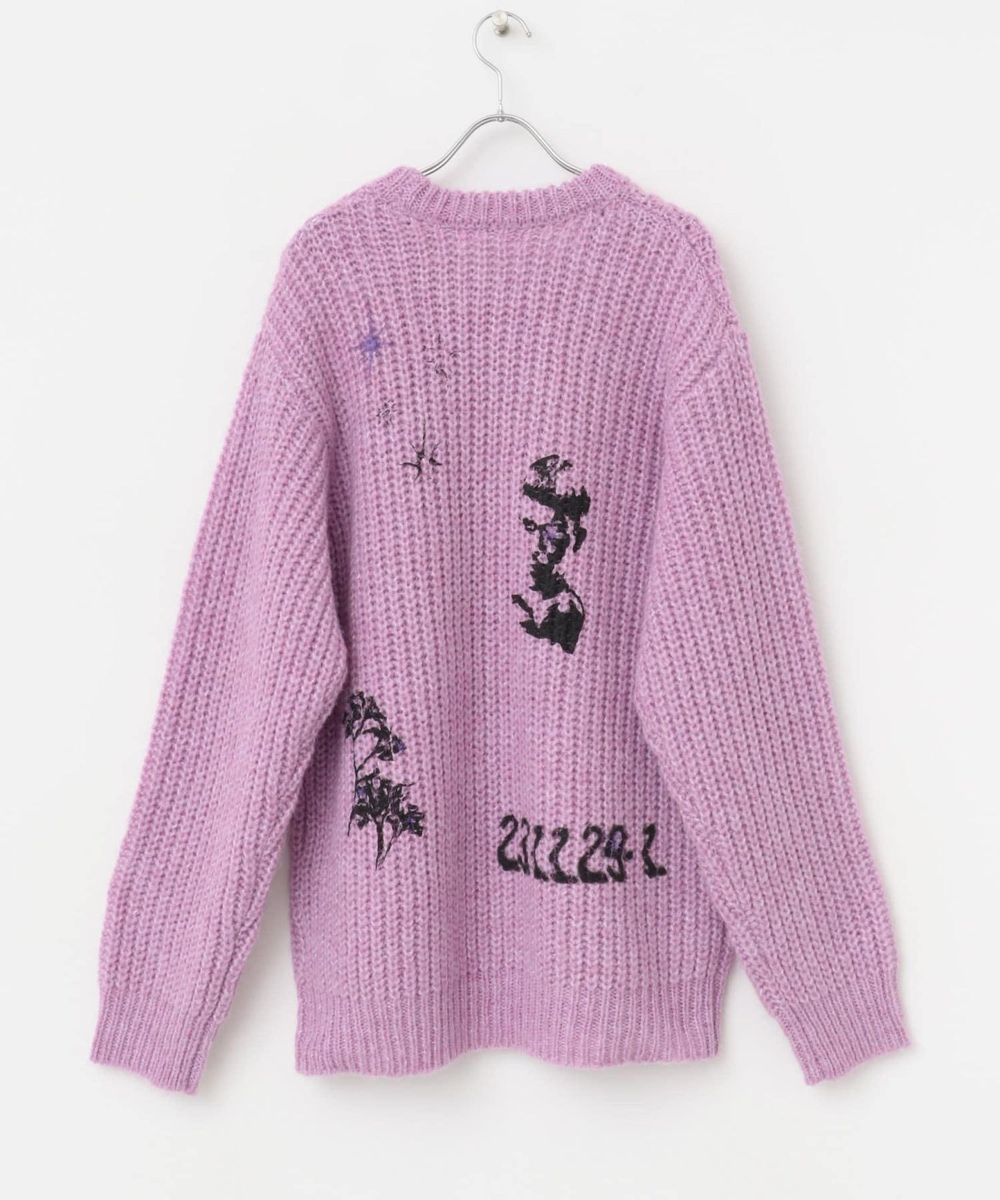 圖案印花寬鬆圓領針織衫